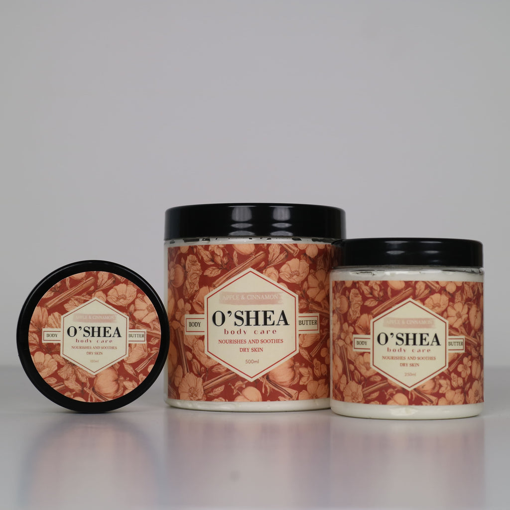 three jars of natural whipped apple & cinnamon shea body butter
